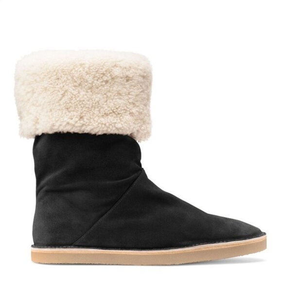 NWT Stuart Weitzman black suede shearling bootie